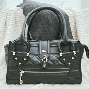 Authentic BURBERRY Manor Quilted XL Brown Luxury Satchel Handbag Business Bag